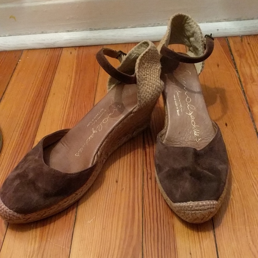 Brown suede wedges